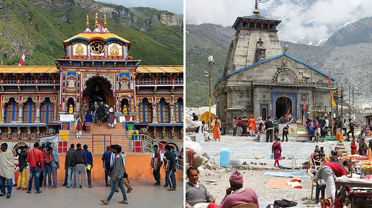 Badrinath and Kedarnath temples side by side