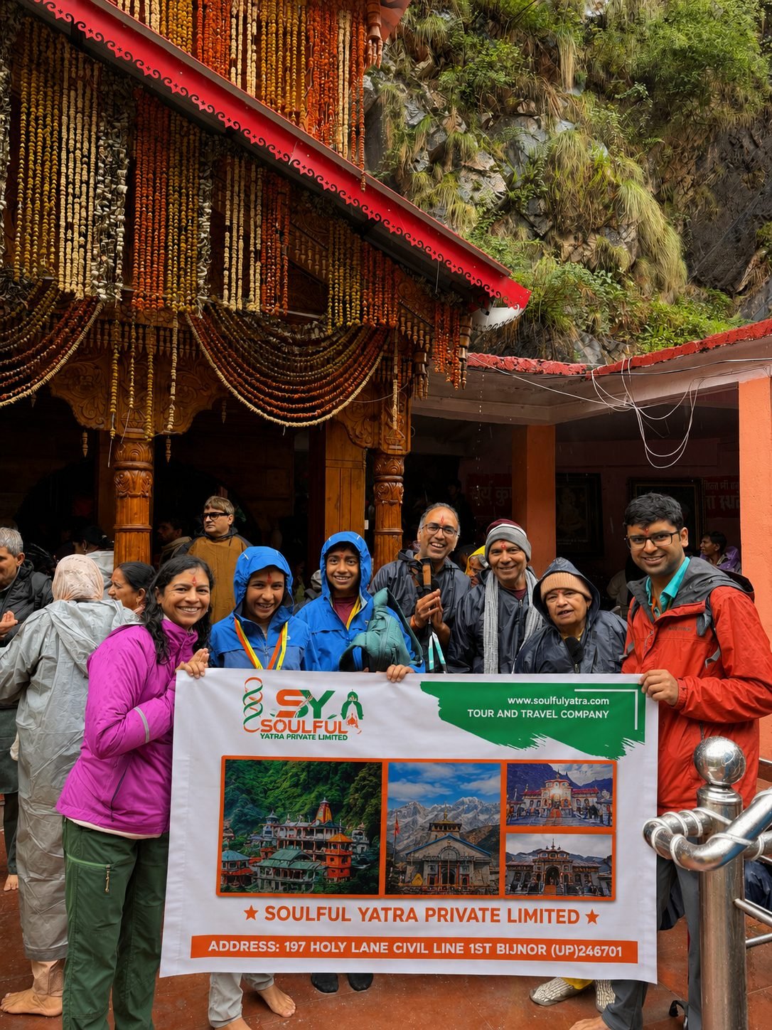 Perfect Planners vehicle with staff at Yamunotri